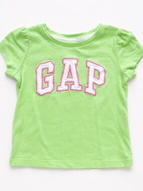 GAP Neon Lime Short Sleeve Logo Tee with Pink Trim